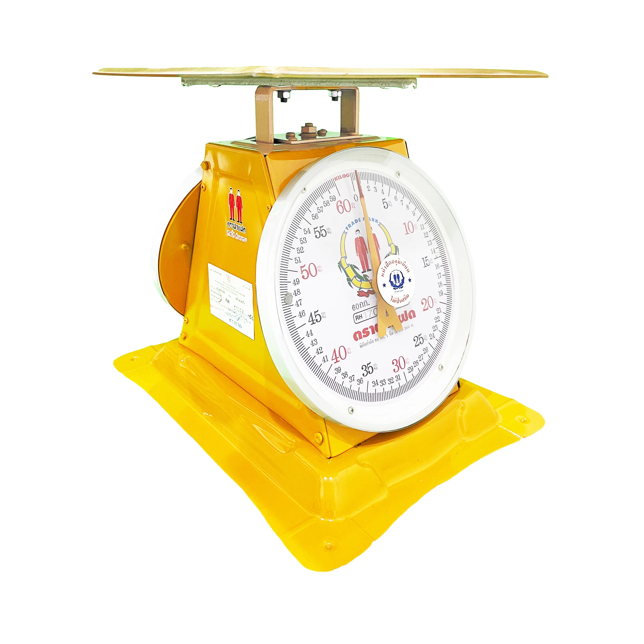 เครื่องชั่งสปริง ตราฝาแฝด ตัวถังเหล็ก พิกัด 60 กก. จานแบน